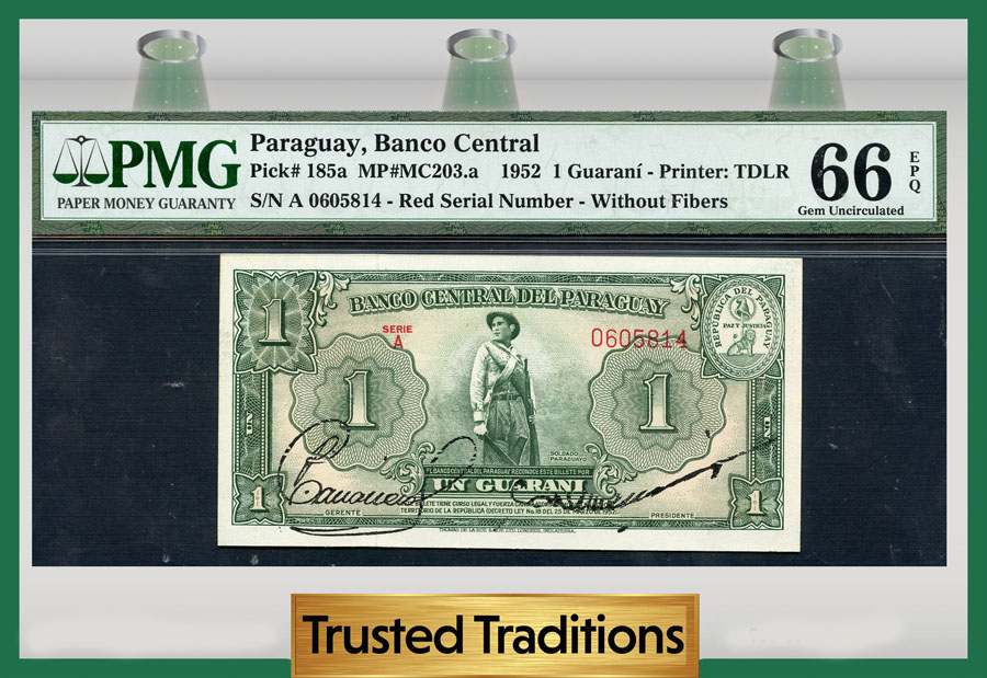 Paraguay 1 Guarani L1952 1963 P-193a Banknotes UNC 
